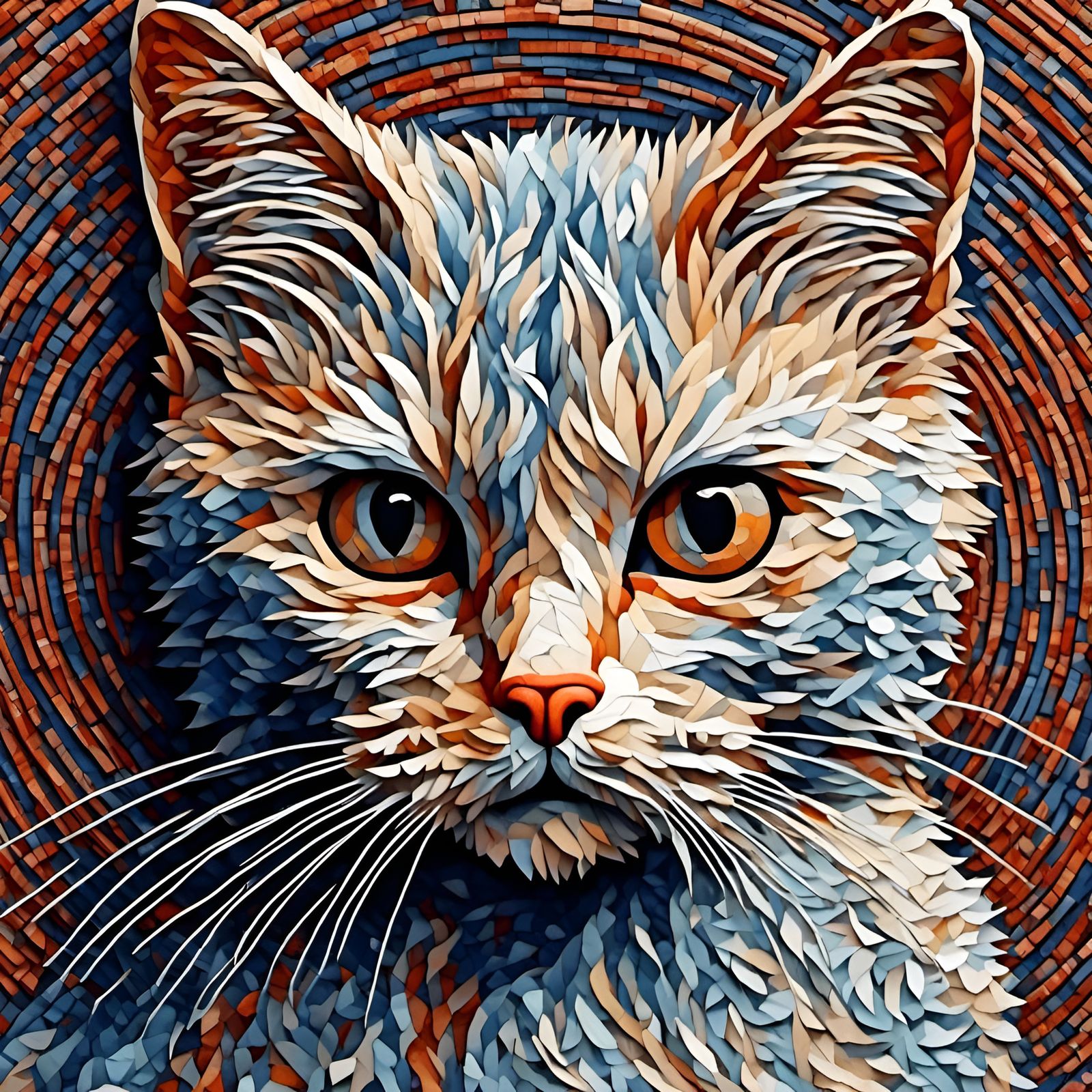 Hyperdetailed 3D Cat Portrait with Spiral Pattern