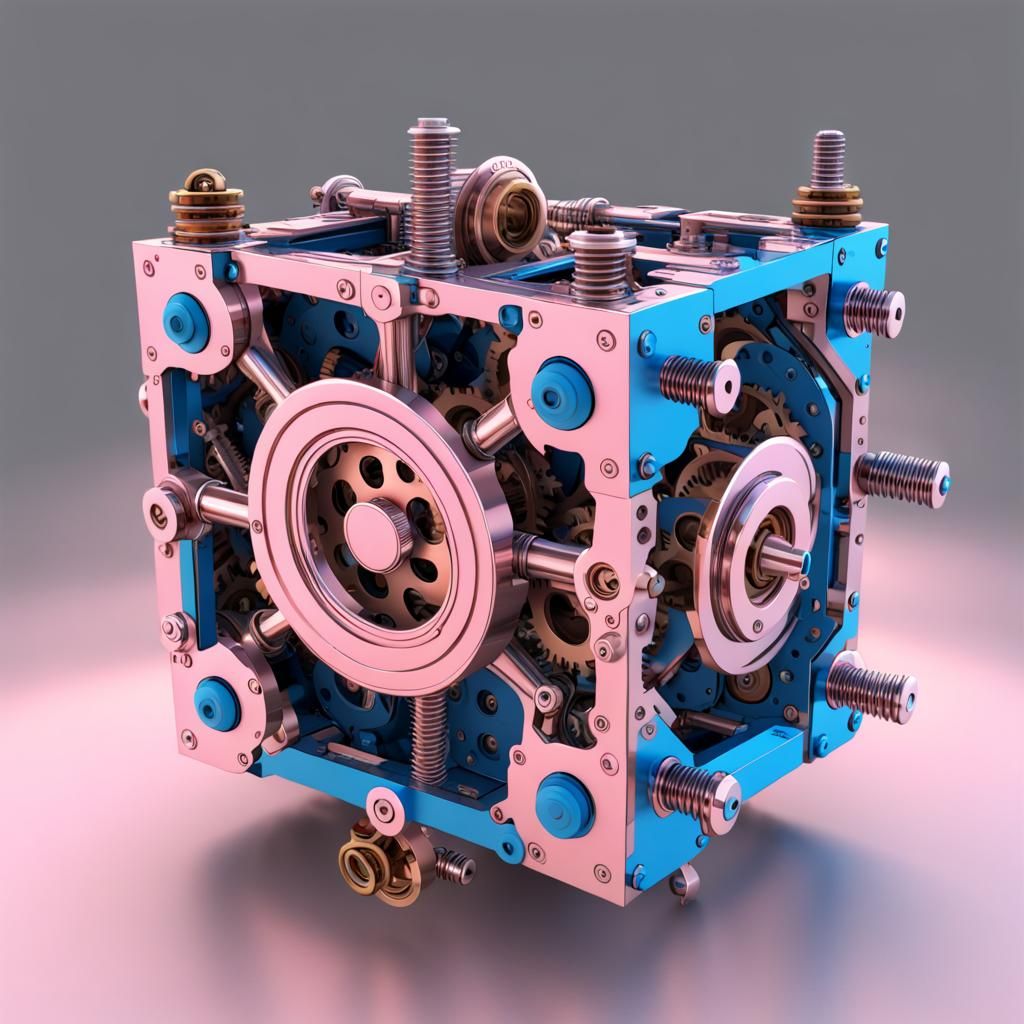 Steampunk Mechanical Cube with Gears
