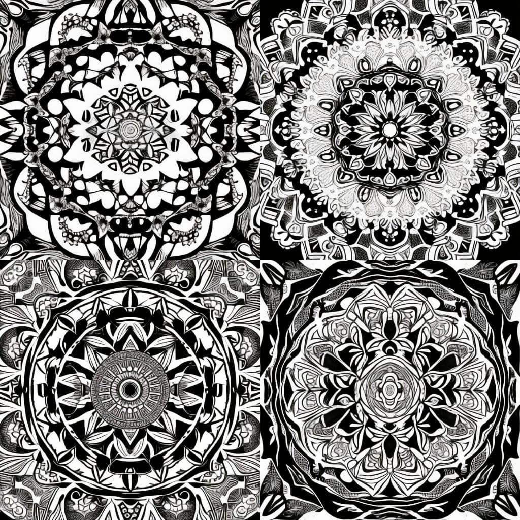 Monochrome Floral Mandala of a Woman