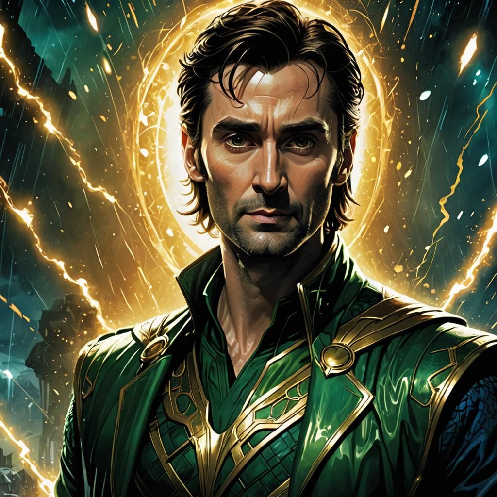 David Tennant as Loki in Comic Book Art