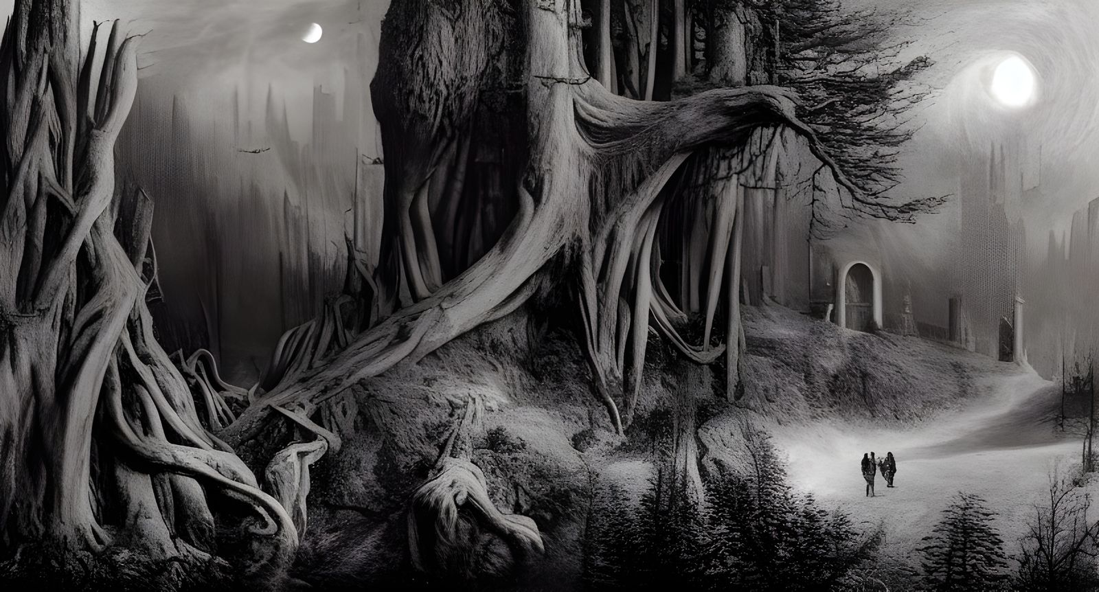 Hogwarts School in Dark Romantic Forest