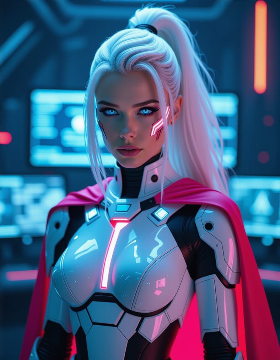 Cyborg Woman with Glowing Accents in Sci-Fi Style