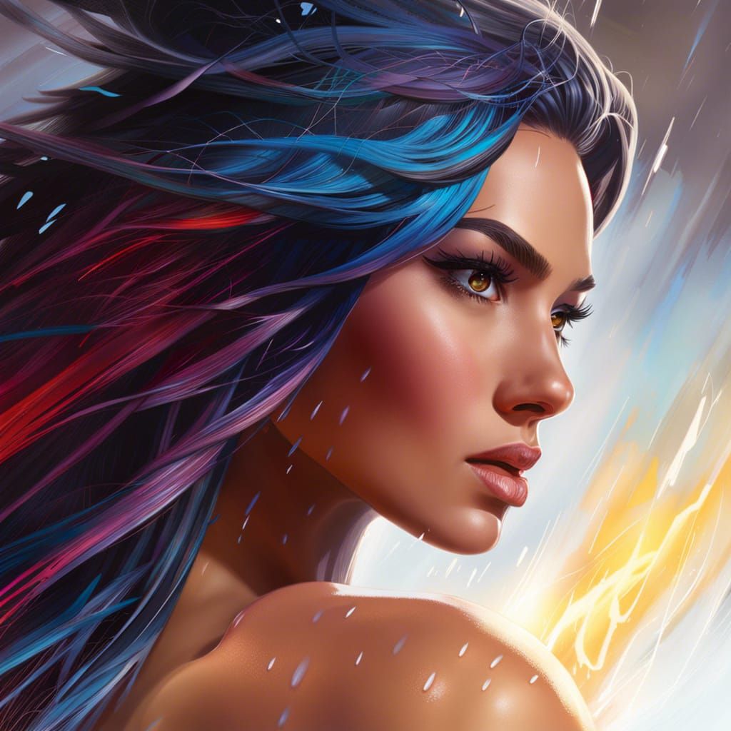 Dramatic Portrait of Girl in Storm: Splash Art