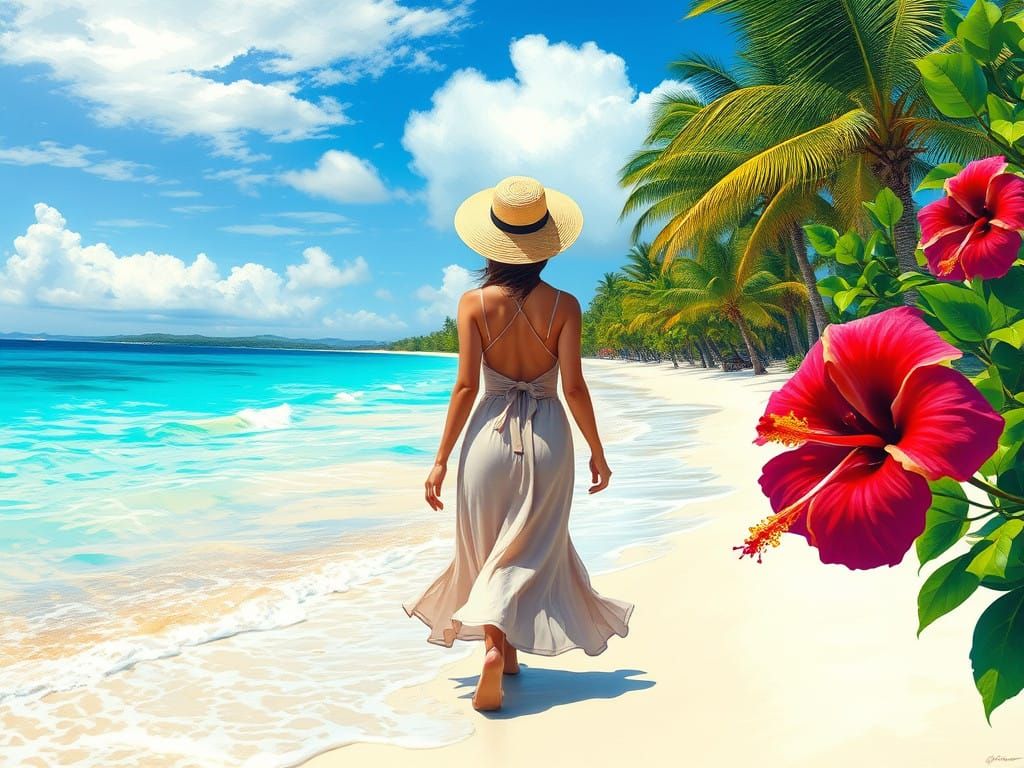 Impressionist Tropical Paradise in Vibrant Colors