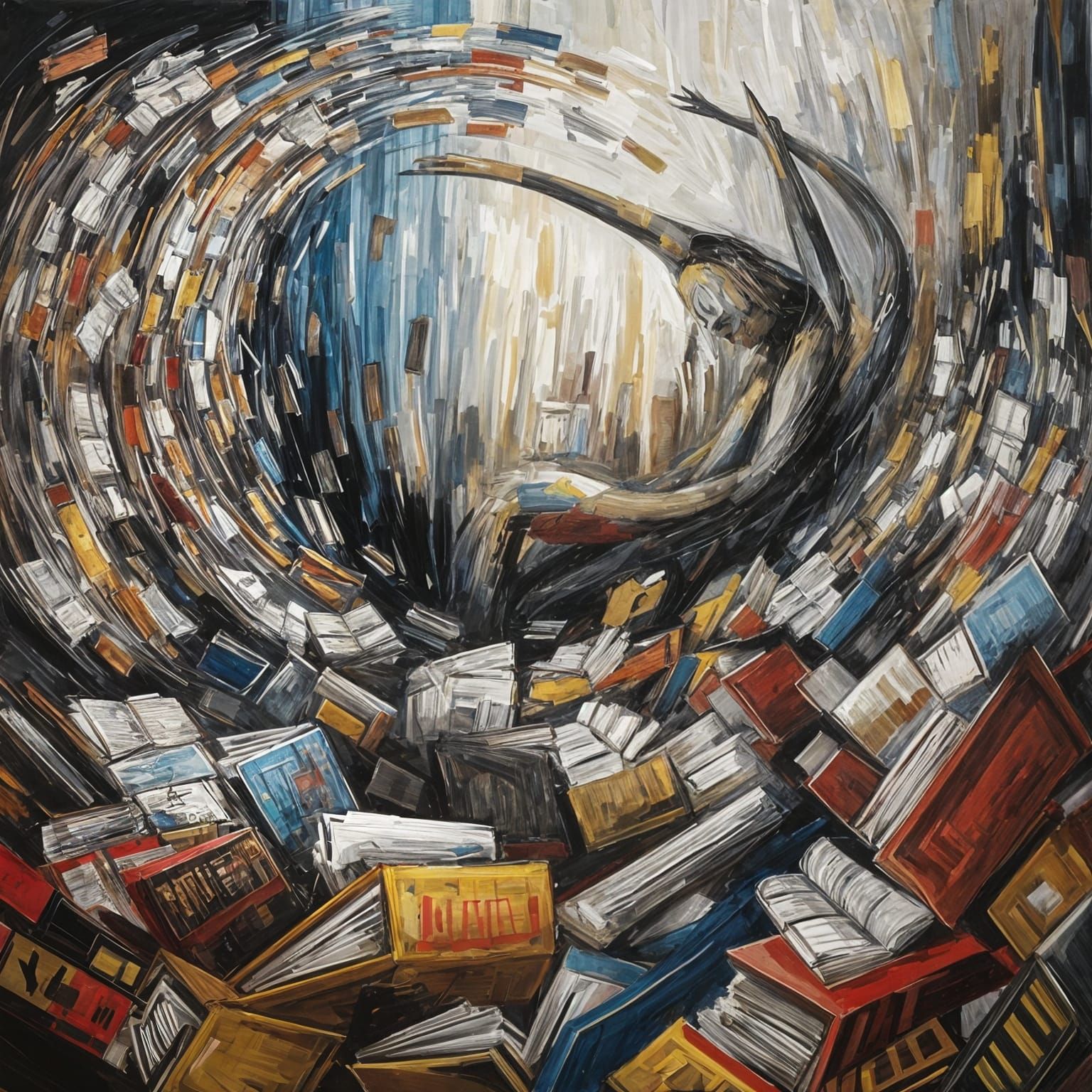 Expressionist Figure in a Whirlwind of Knowledge