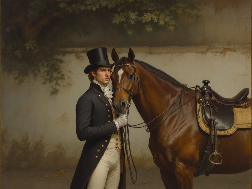 Dignified Equestrian Portrait in Warm Earthy Tones