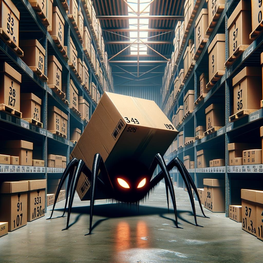 Surreal Spider Shadow Escape from Warehouse
