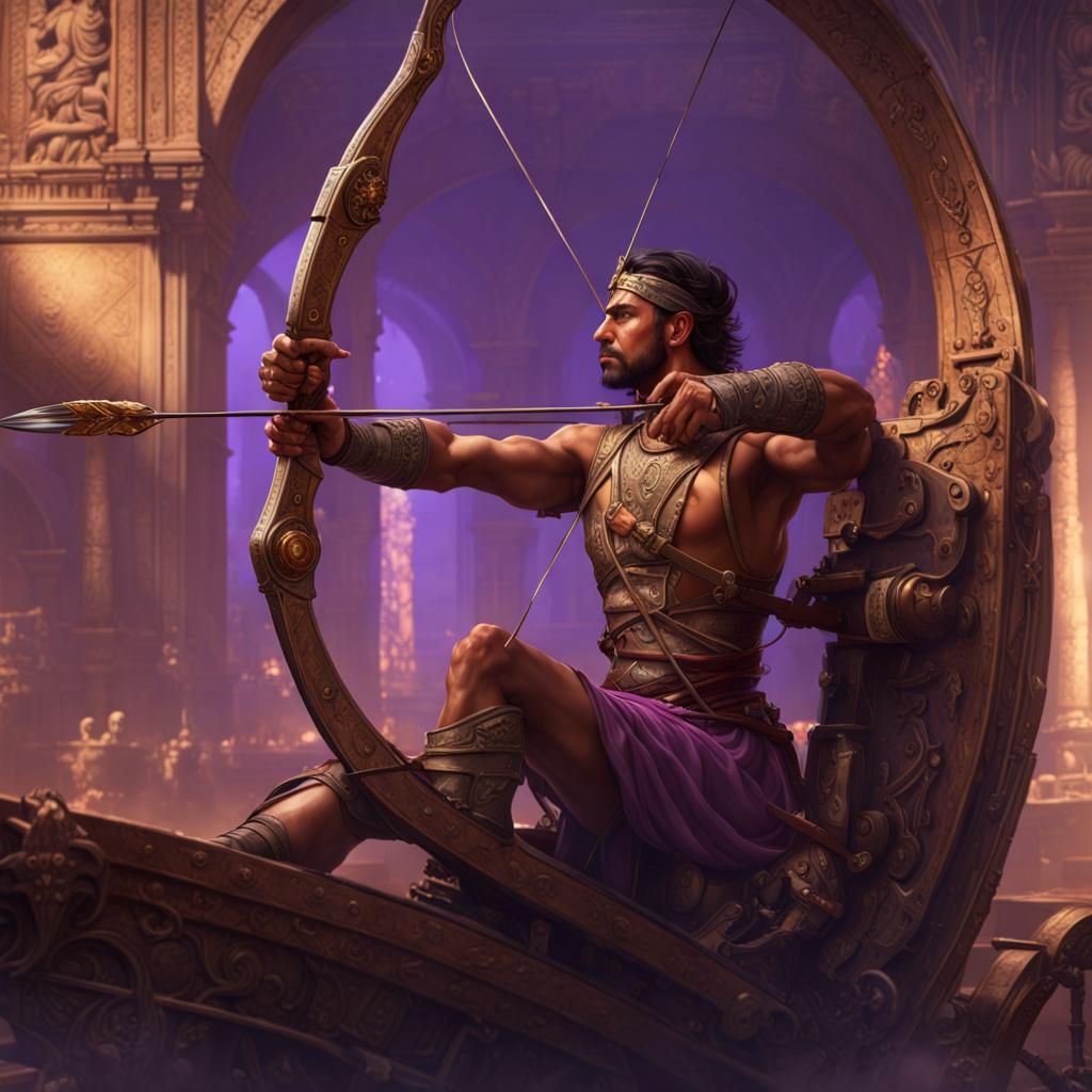 Indian Archer in Chariot: Dark Fantasy Concept Art