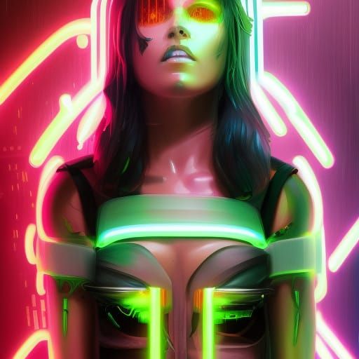 Cyberpunk Portrait with Neon Glow, Artgerm Style
