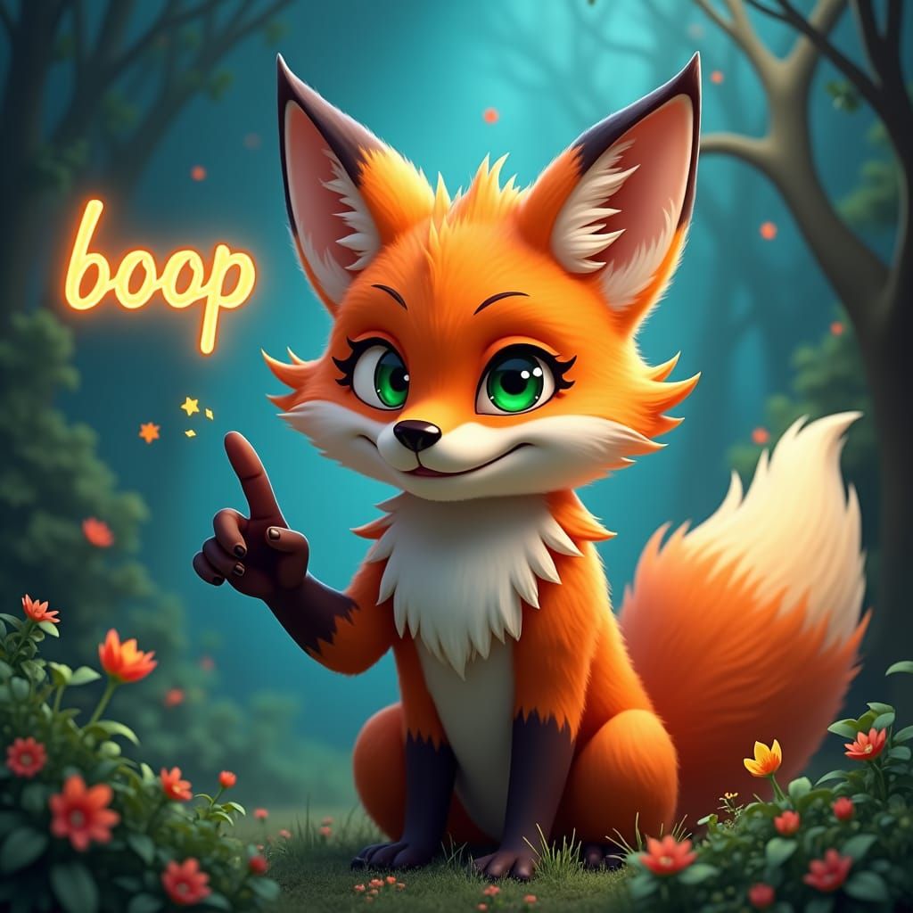 Anthropomorphic Fox Invites a Boop, Fantasy Concept Art
