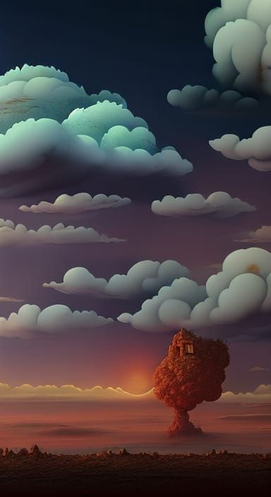 Iron Clouds Over Empty Landscape: Matte Painting