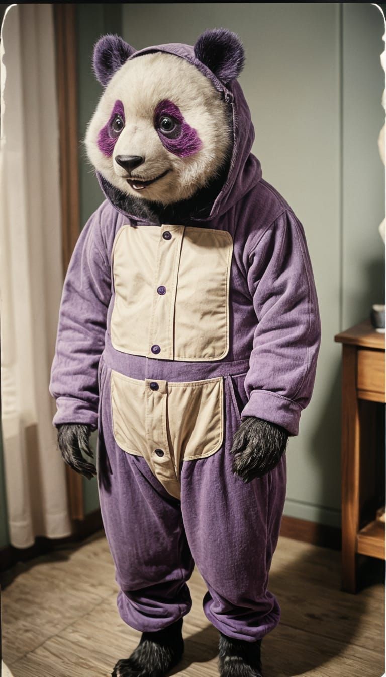 Vintage Polaroid of Purple Panda Costume