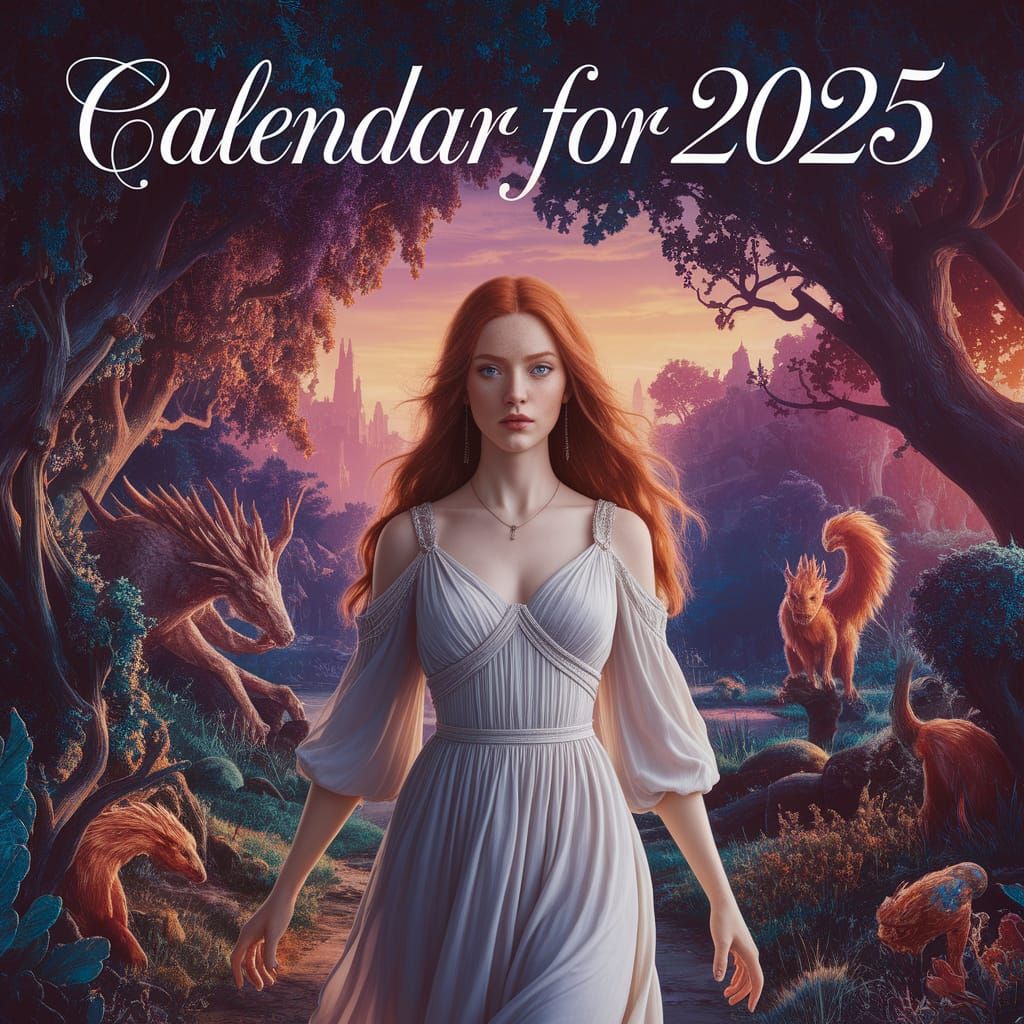 Calendar For 2025 in Whimsical Fantasy Style