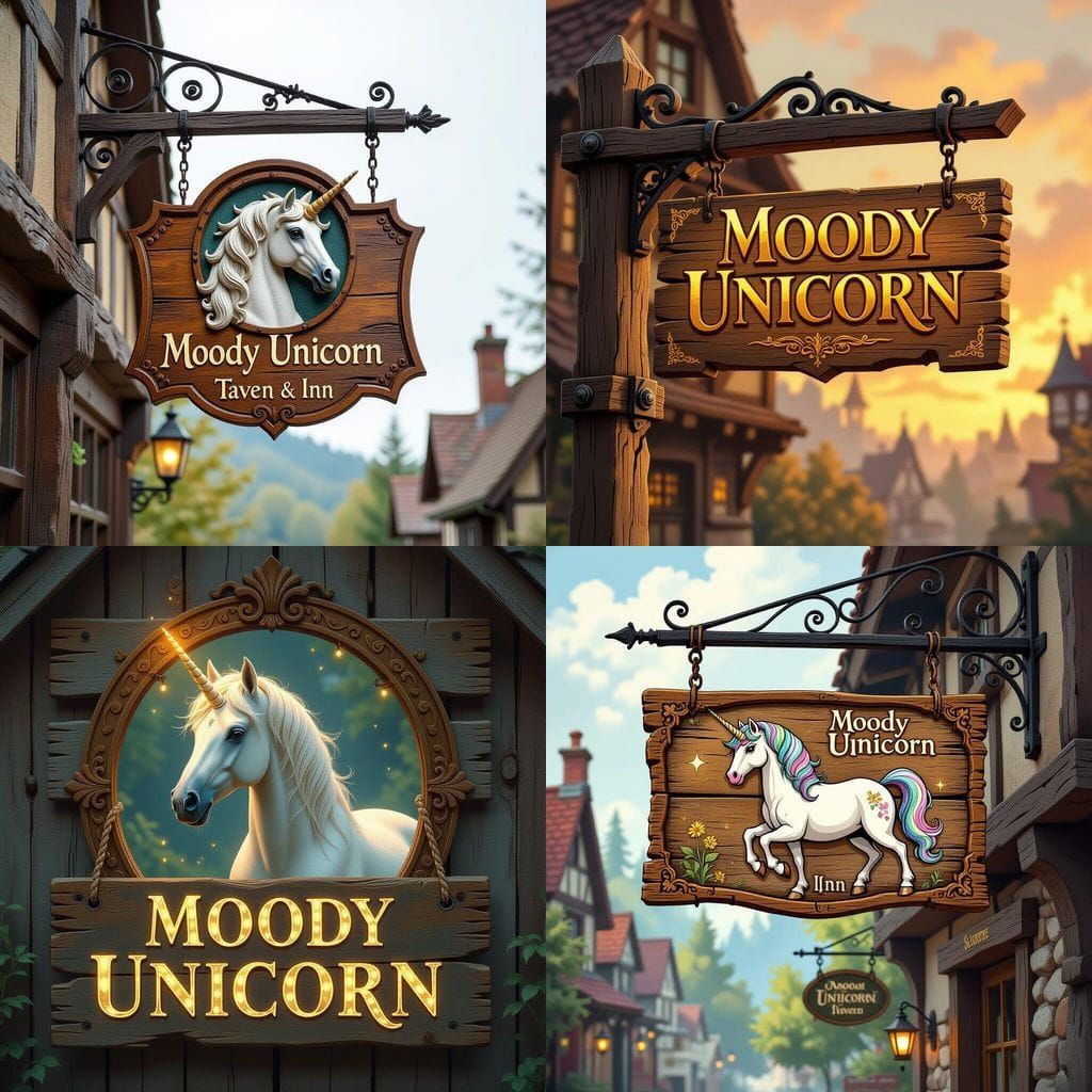 Rustic Wooden Sign for Moody Unicorn Tavern