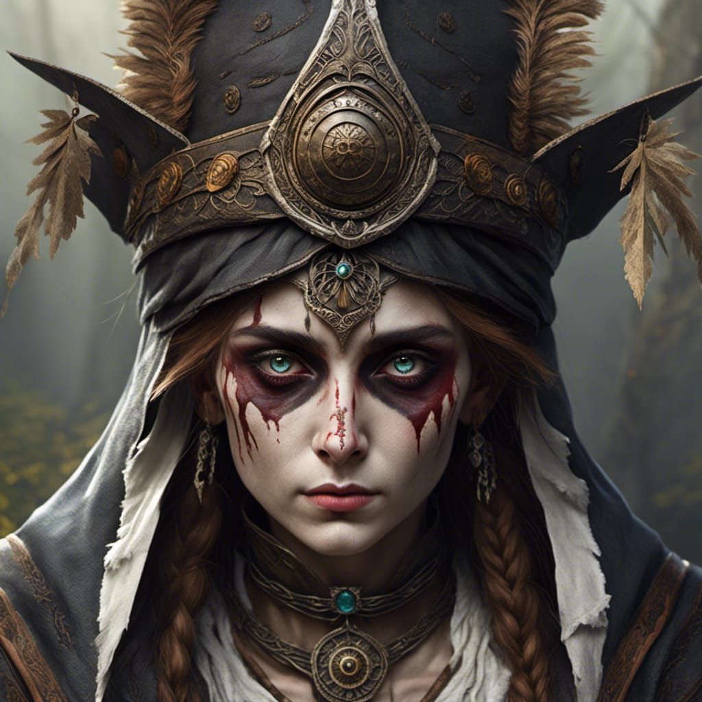 Old Witch with Rat Nest Hat