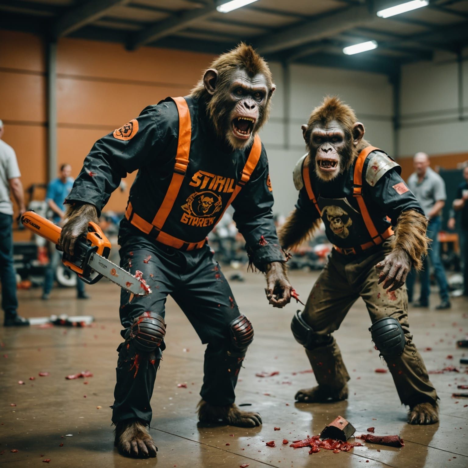 Apocalyptic Horror Scene in a Gymnasium