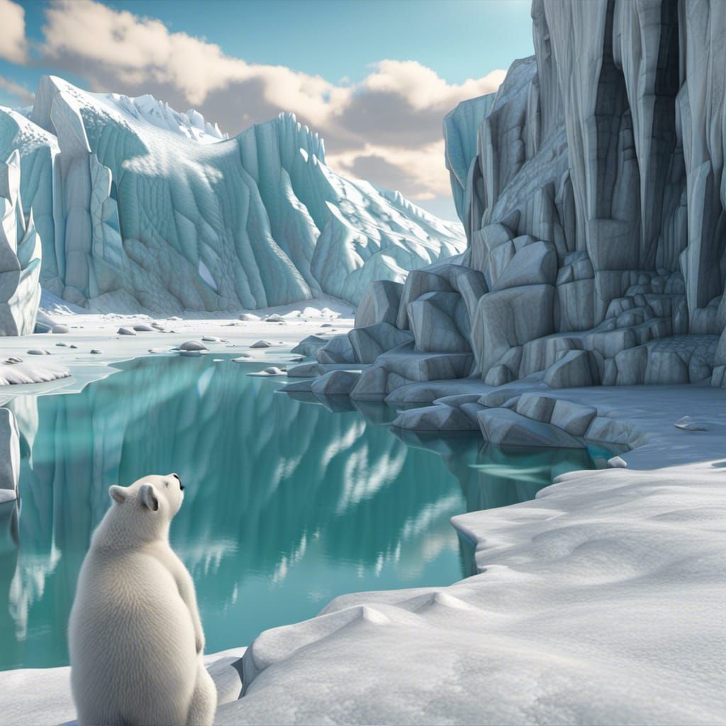 Fantasy Arctic Landscape with Polar Bears in 64K