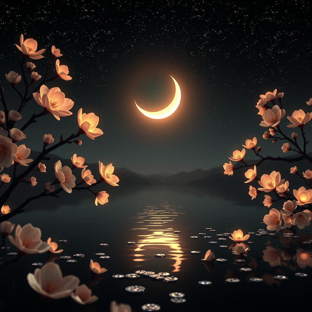 Mesmerizing Lego Anime Art with Moonlit Flowers