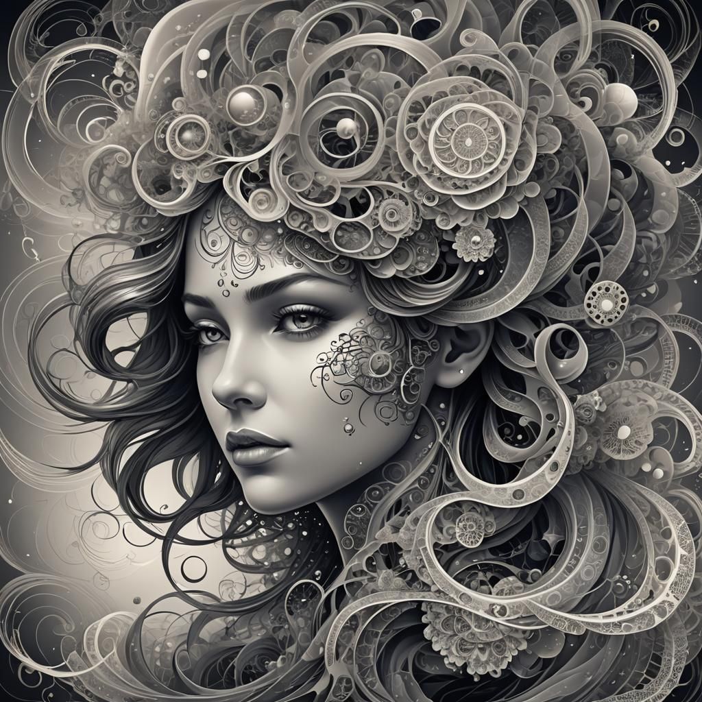 Infinite Universes Dream in Woman's Head