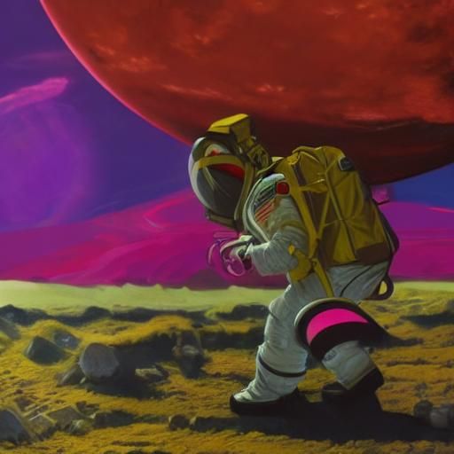 Astronaut Falling to Alien Planet in Digital Art