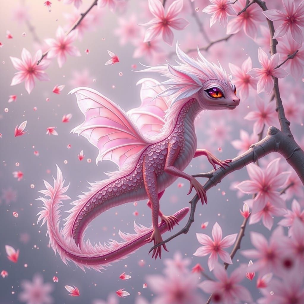 Whimsical Cherry Blossom Dragon