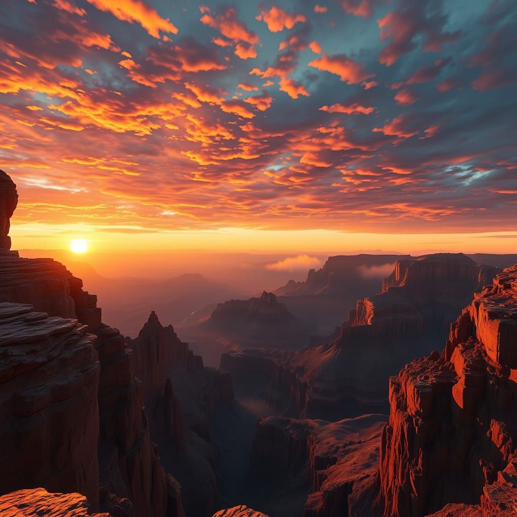 Surreal Grand Canyon Sunset in Fantasy Concept Art Style