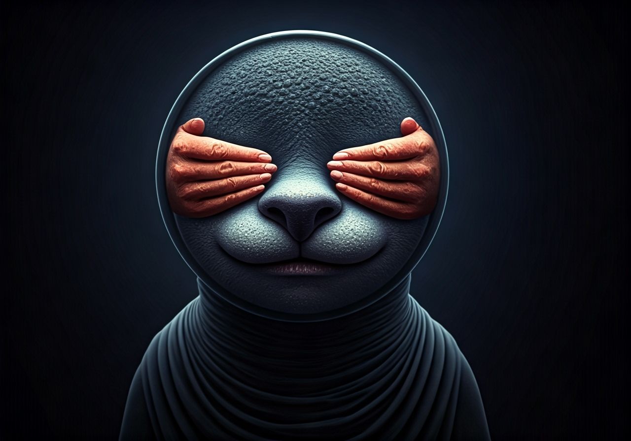 Cartoon Priamas Cover My Eyes in Funny Helmets