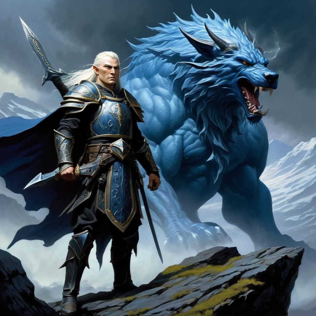 Elvish Storm King Defending Mount Stormspike as Impasto Pain...