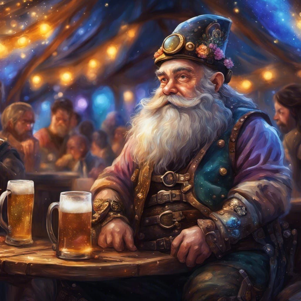 Steampunk Dwarf at a Fairyland Beer Festival