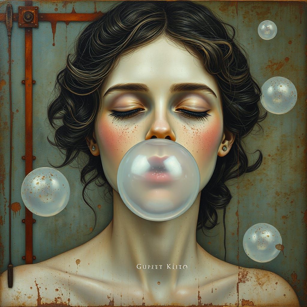 A Surreal Dreamlike Portrait Inspired by Art Nouveau Aesthet...