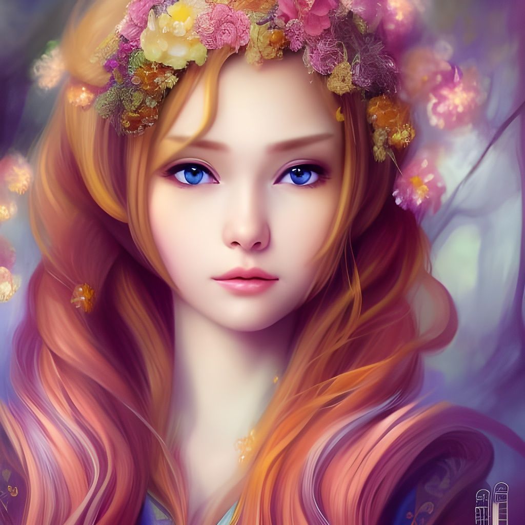 Kimono Girl Portrait in Hyperdetailed Art Style