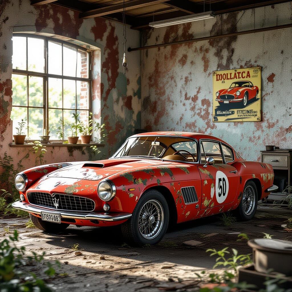 Abandoned Classic Italian Sports Cars in 3D Anime Style