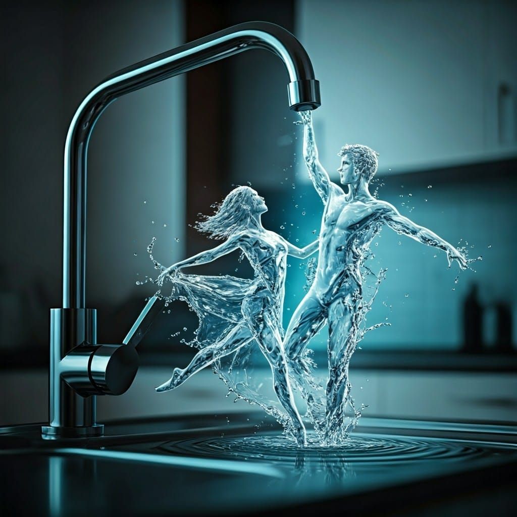 Ethereal Water Dancers in Modern Kitchen Faucet Style