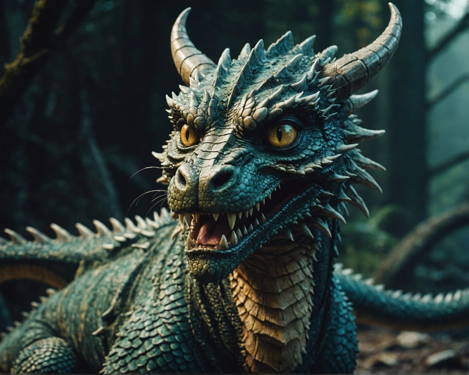 Cinematic Dragon with Cat Face Film Still