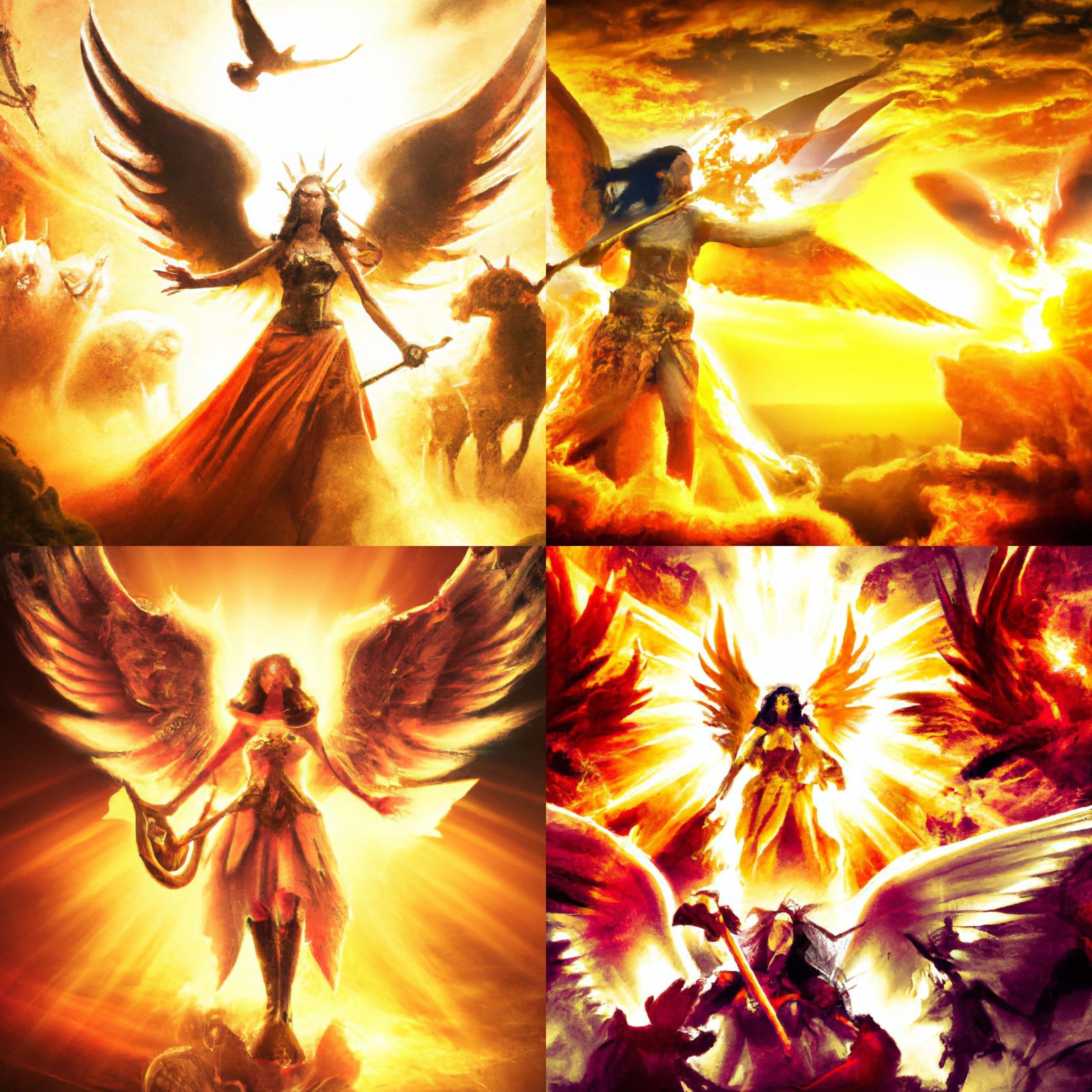Radiant Angel Ascends Above Demon Army