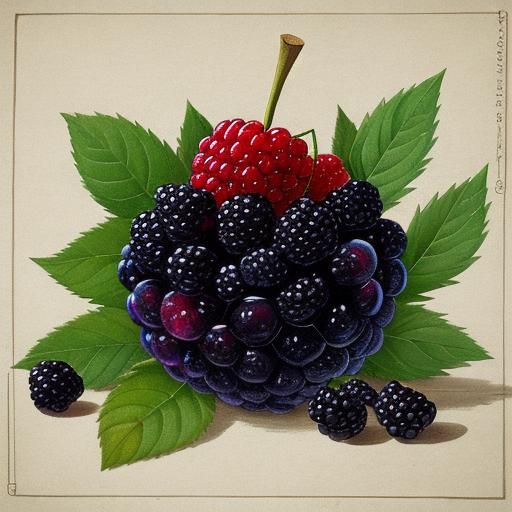 Crying Blackberry Chibi Character on Bramble Plant