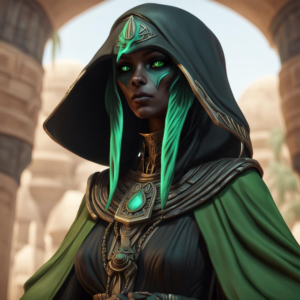 Egyptian Kenku Necromancer in Detailed Matte Painting