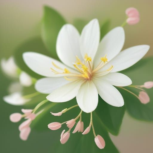 Honeysuckle Blooms: An Impressionist Oil Painting