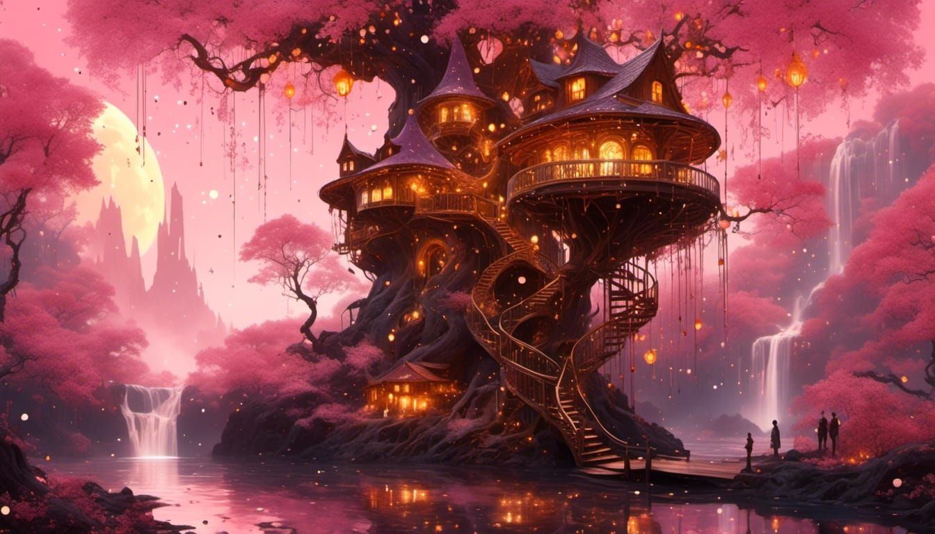 Elvish Treehouse in Cotton Candy Forest