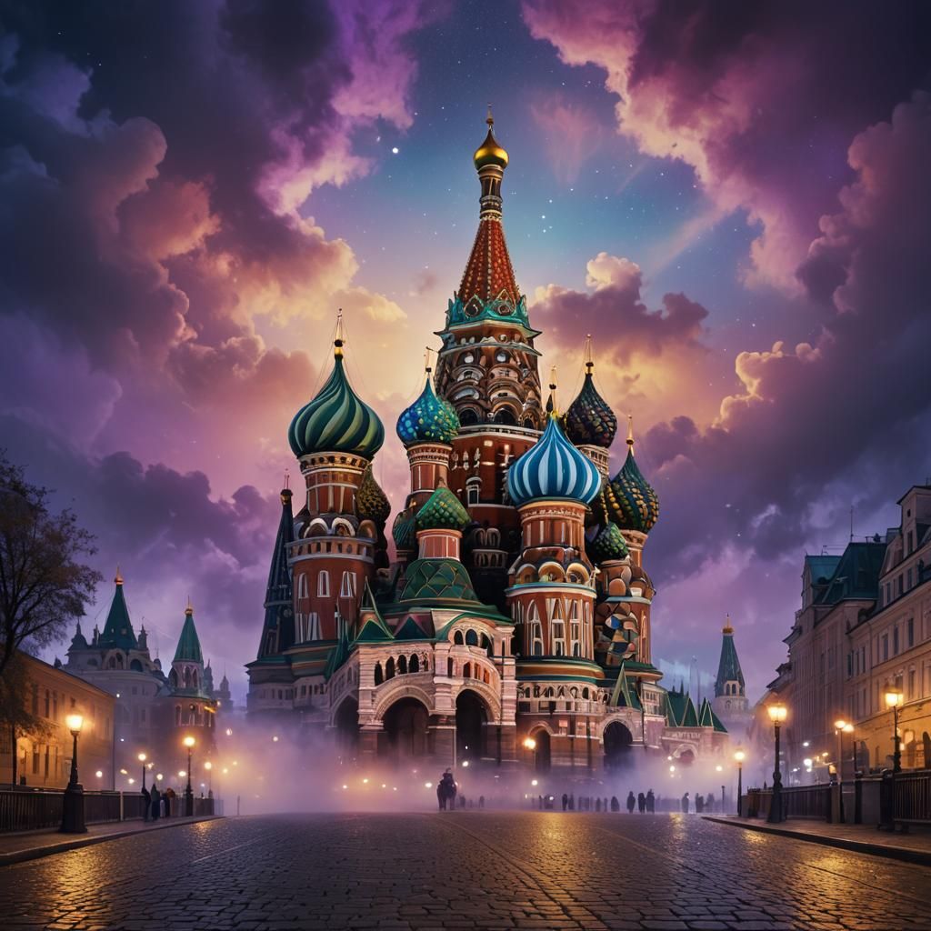 St. Basil's Cathedral at Night: Digital Matte Painting