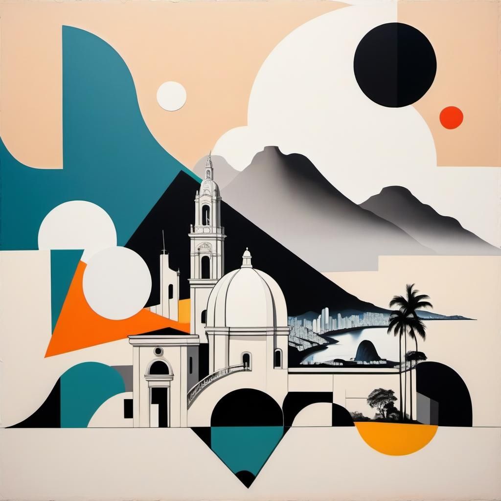 Minimalist Rio de Janeiro Collage in Bauhaus Style