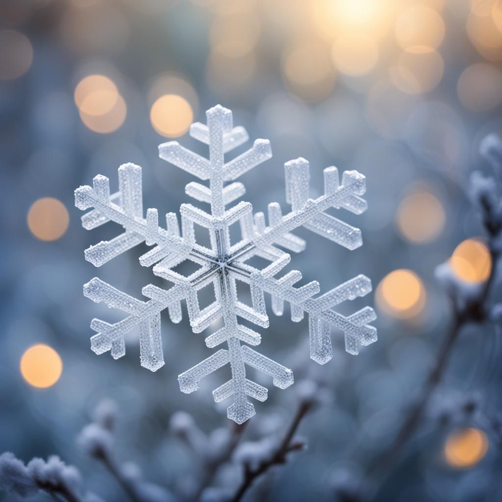 Magical Snowflake Macro Photograph in Natural Light