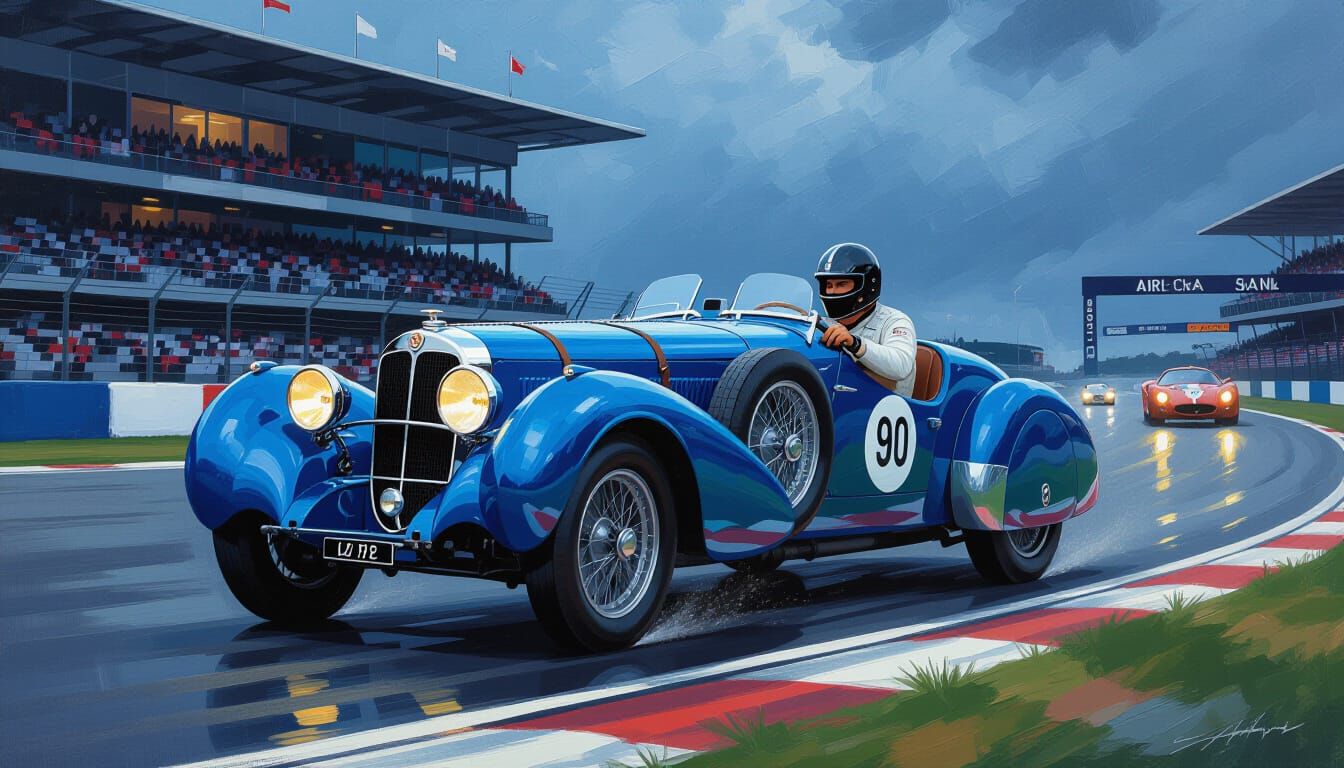 1938 Alfa Romeo 8C 2900B Races on Rainy Track