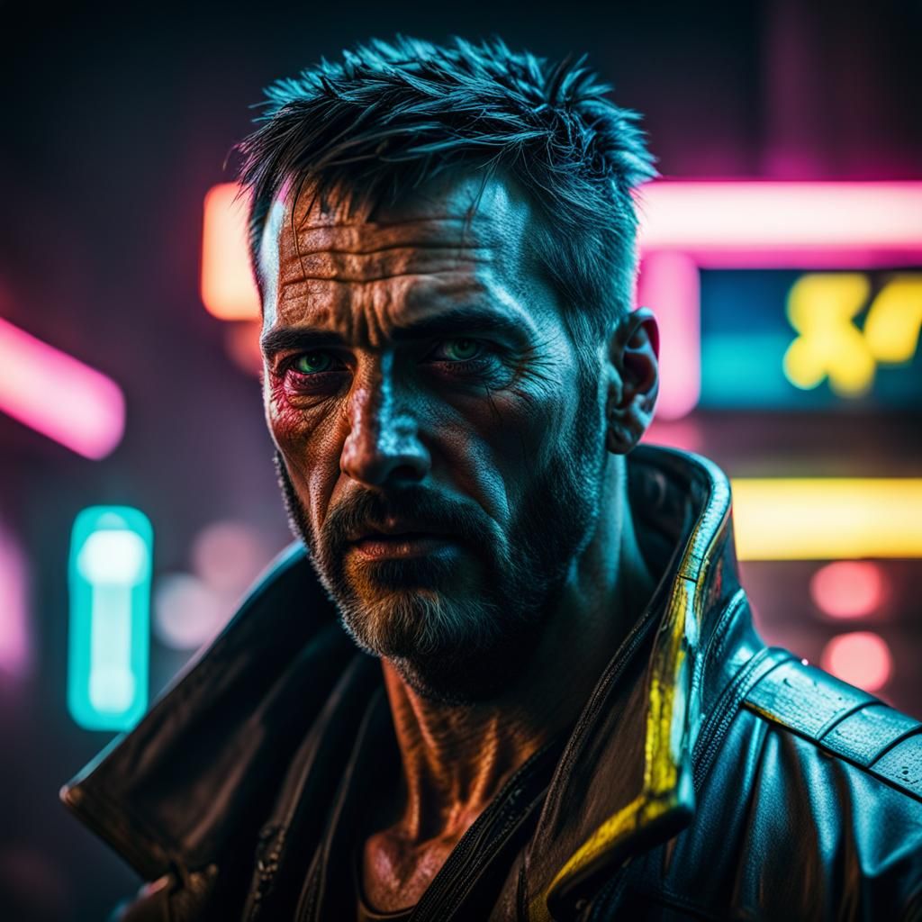 Cyberpunk 2099 Portrait with Neon Lighting