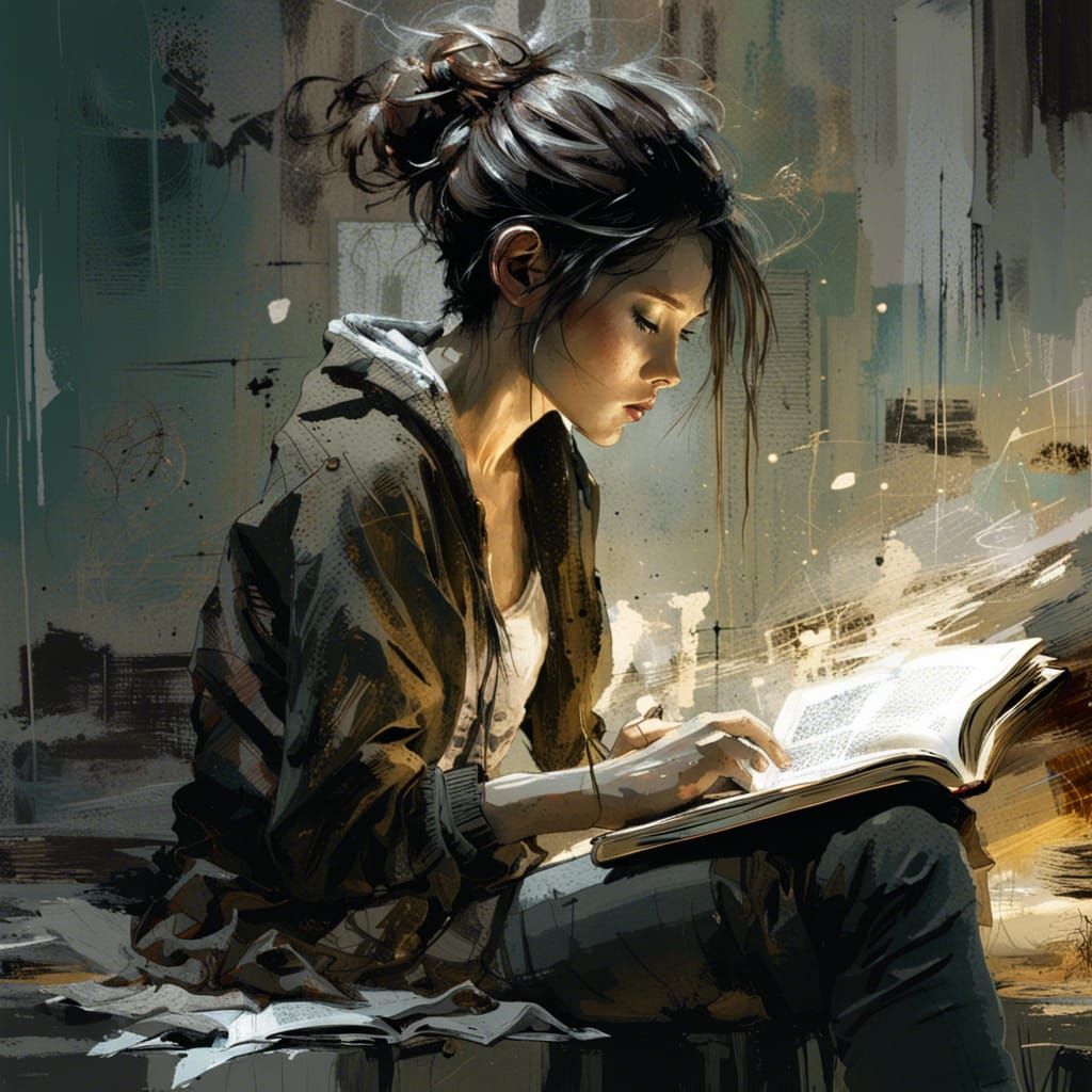 Cozy Reader: Digital Art Portrait