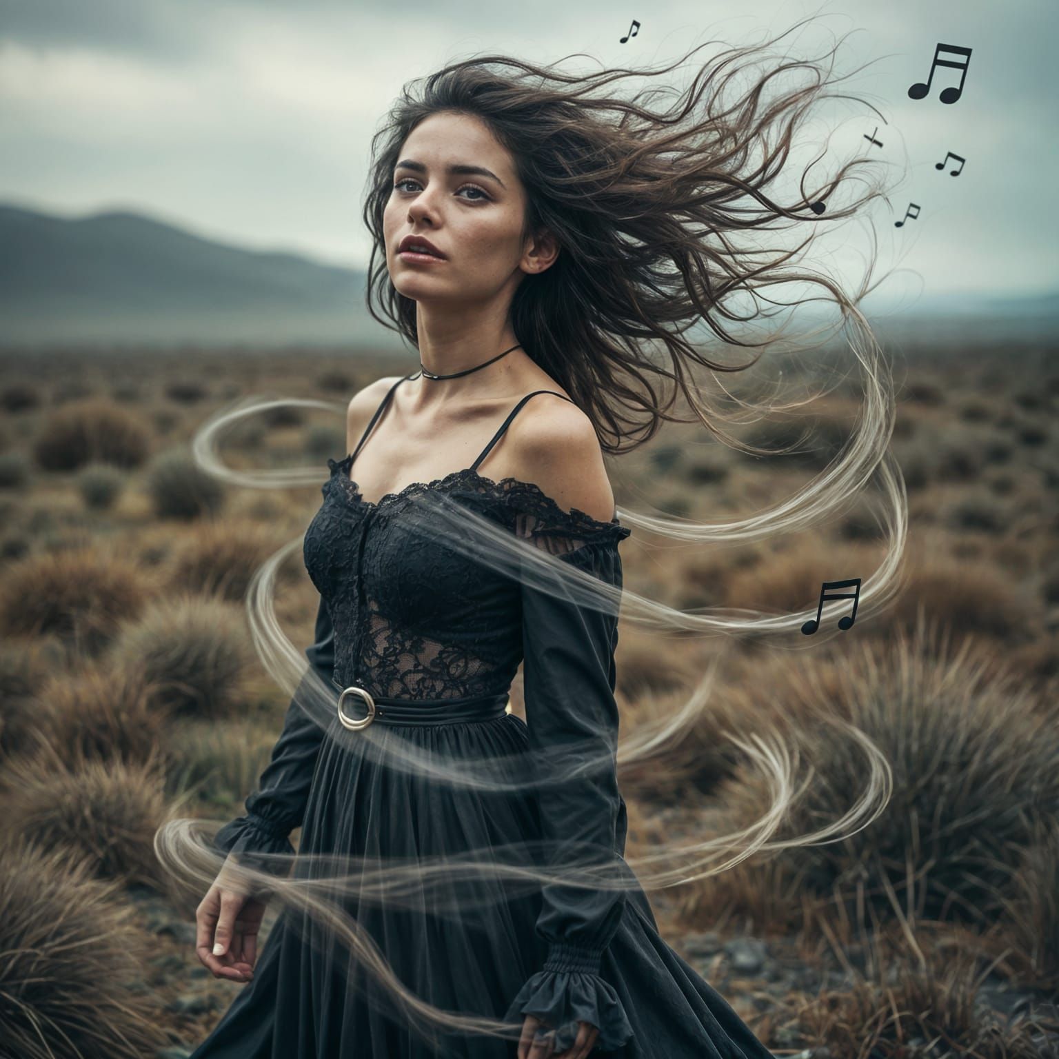 A Windswept Portrait in Musical Notes