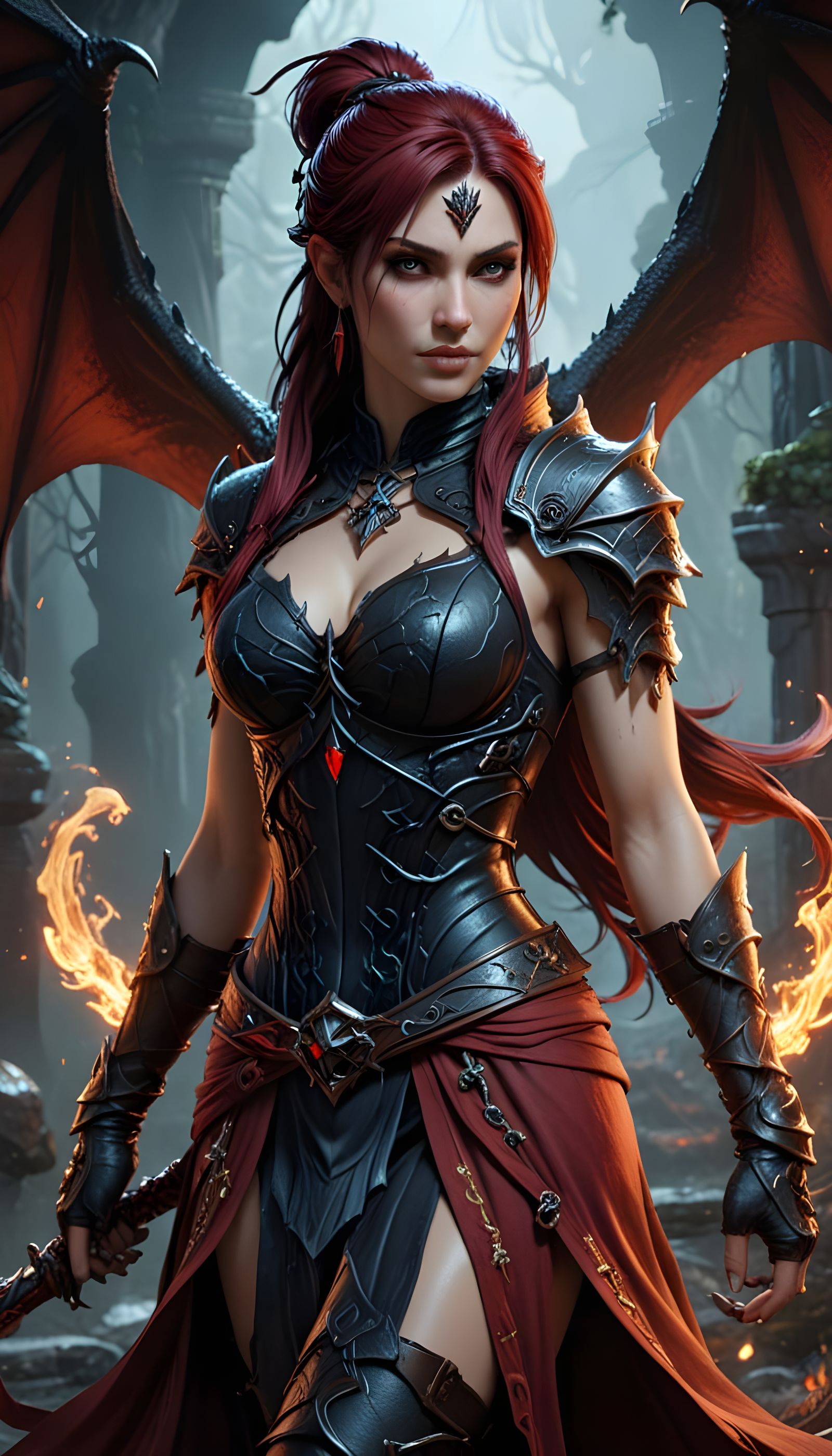 Sensual Fantasy Warrior with Confident Dragon Age Staff