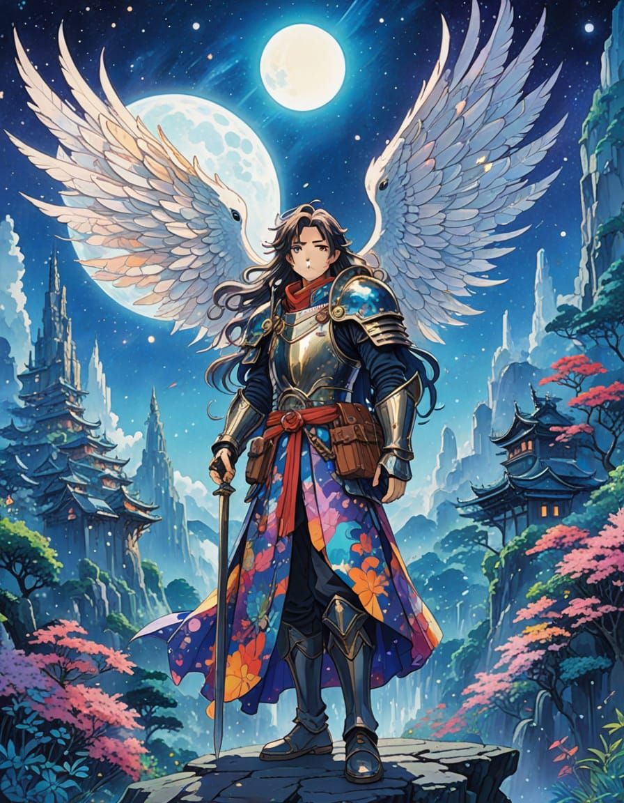 Ethereal Anime Beauty Shines in Vibrant Cosmic Fantasy