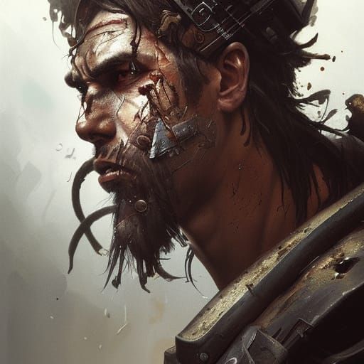 Post-Apocalyptic Ares Portrait in Digital Art Style