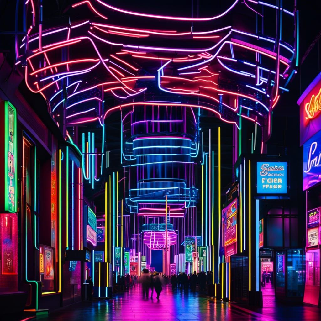 Spectacular Display of Neon Lights
